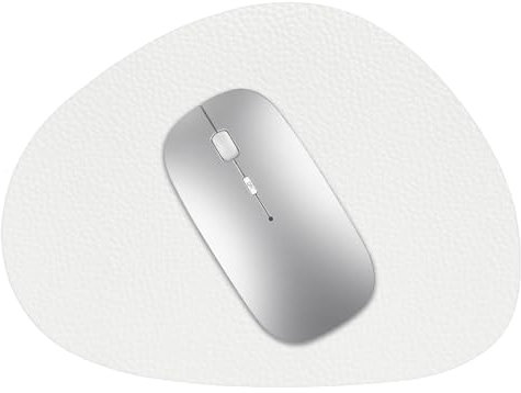 Small Mouse Mat, White Mouse Pad, Non-slip Mouse Pad, Computer Mouse Pad, Washable Leather, Waterproof Mouse Pad, Irregular Shape for Apple Mouse, Logitech Mouse, Computer Etc (White)
