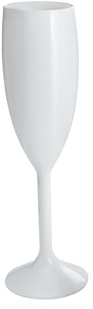 Persy Party Plastic Champagne Flutes 20 Pack - Unbreakable Wine Glasses with Long Stem - UK Based Coloured Champagne Flutes Prosecco Glasses - Gifts for Christmas, Wedding & Birthday - White