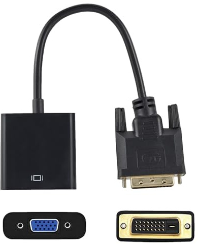 Jlobnyiun DVI-D VGA | Câble adaptateur DVI mâle VGA femelle avec résolution HD 1080P,Convertisseur DVI-D mâle à femelle 24+1 ports pour bureau, PC, moniteur, projecteur, ordinateur portable