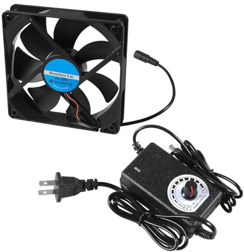 110V 220V 120mm X 25mm AC Powered Fan with Speed Controller 3V to 12V Adapter for Receiver Cooling Component