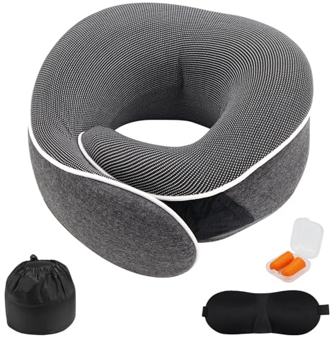 VZXZXE Nackenkissen Reisekissen Memory Foam Flugzeug Nackenhörnchen mit Schlafmaske und Ohrstöpseln Travel Neck Pillow nackenrolle nackenrolle Für Flugzeug, Auto, Zug