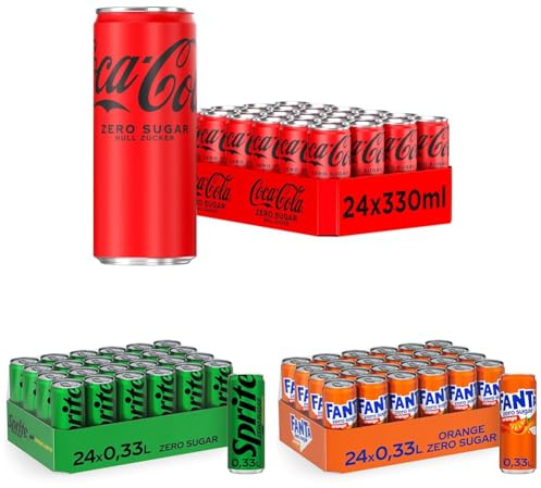 Coca-Cola BBQ Zero Bundle | 72x 0,33L Dosen | Coca-Cola Zero, Fanta Zero, Sprite Zero | Zuckerfreie Softdrinks für Grillpartys, BBQ & Sommer | Erfrischender Genuss ohne Zucker