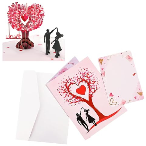 MisFun Karte Hochzeit, Pop-Up-3D-Hochzeitsgeschenk mit Umschlag, Geburtstagskarte, Hochzeitsgeschenk Hochzeitskarte Valentinstag Karte für Sie, Karte für Valentinstag Hochzeitstag (Liebesbaum)