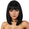HTTDSLF Schwarz Blonde Bob, Kurze Schwarz Bob Perücke mit Pony, Synthetische Perücke für Frauen, Perücken Cosplay Kostüm Charmante Perücke für Tägliche Karneval Fasching Halloween
