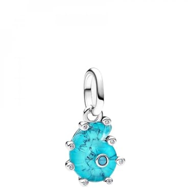 Pandora Moments Sterling Silver Blue Cubic Zirconia Sea Snail Pendant 4.9x13.5x10.3mm 793900C01, 4,9x13,5x10,3 mm, Sterling Silver, Cubic Zirconia