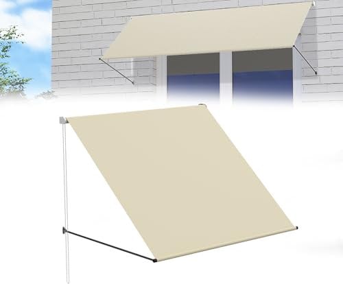 YRHome Toldo retráctil de 150 x 145 cm, toldo para balcón y protección solar para terraza/jardín, resistente a la intemperie con protección UV, incluye accesorios de montaje, ideal para ventanas y