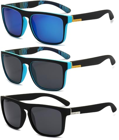 AHEJIOO 3 Stück Sonnenbrille Herren Polarisiert UV400 - Polarisierte Sonnenbrillen Herren Set für Sport & Autofahren - Klassische Herren Sonnenbrille inkl. 3x Putztuch & Tasche