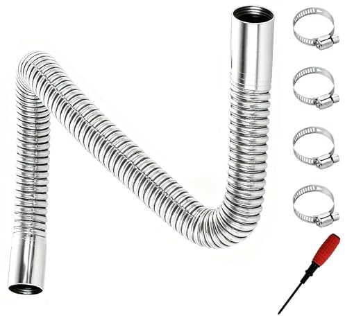 150cm Abgasschlauch 25mm, Abgasrohr für Stromerzeuger & Dieselheizungen, Auto Edelstahl Abgasrohr inklusive 4 Edelstahlklammern & praktischem Montagewerkzeug, ideal für Kraftstofftank und Autoheizung