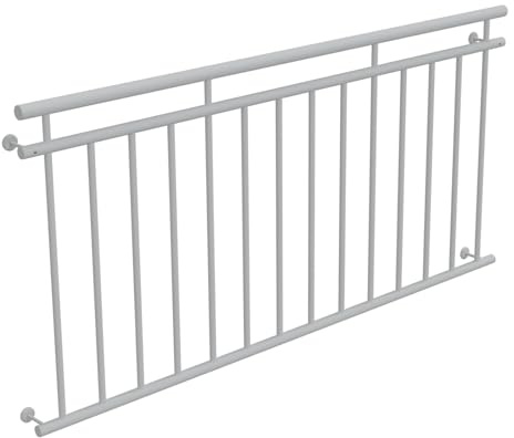 HAGO 24 Balcon français, grille de fenêtre, garde-corps en acier, 184 x 90 cm blanc, balustrade juliette, parapet, balcon de sortie, fenêtre de balustrade