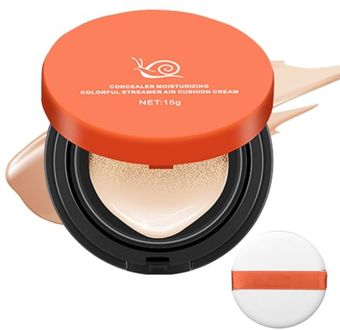 CC Cream Cushion Foundation, Volle Deckkraft Concealer, Feuchtigkeitsspendend Grundierung, Wasserfest Langlebig CC Creme für Makelloses Makeup, Satin Glow Finish, Gleichmäßiger Hautton, Alle Hauttypen