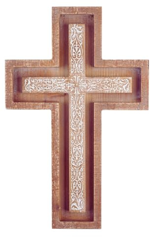 TRENDIN Wall Cross for Home Decor, Rustic Wooden Cross Wall Decor, Decorative Farmhouse Christian Religious Crucifix Art for Living Room Housewarming Gift