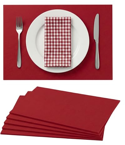 G.schmückt Platzsets Filz abwaschbar, Filztischunterlagen hitzebeständig, Moderne Platzdeckchen 45x30cm, Tischset Tischdeko Esstisch (Rot, 6-teilig)