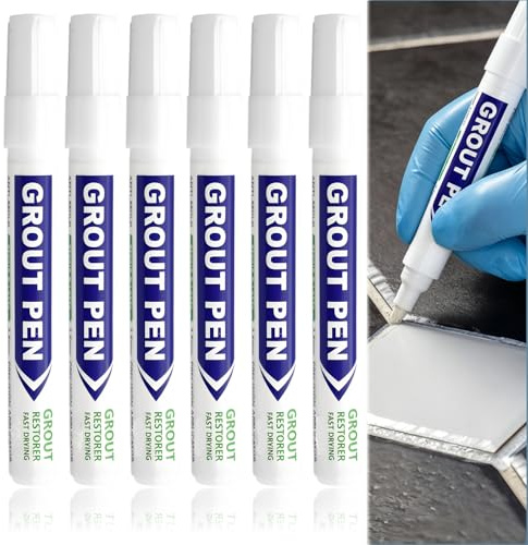6 Stück Fugenstift Weiß Bad Wasserfest,Fliesen Reparatur Stift, Fugen Reparatur Stift für Fliesen, Wand, Boden,Großes Fassungsvermögen