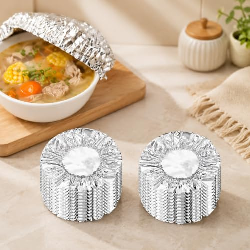 Reusable Insulated Aluminum Foil Bowl Covers, Stretch Elastic Food Plate Lids, Heat Retaining Dish Covers for Food Storage, Alternative to Plastic Wrap （20PS）(7.8)