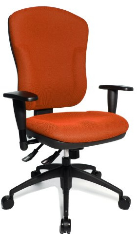 Topstar Wellpoint 30 SY, ergonomischer Bürostuhl, Schreibtischstuhl, Muldensitz, inkl. Armlehnen, Bezug orange