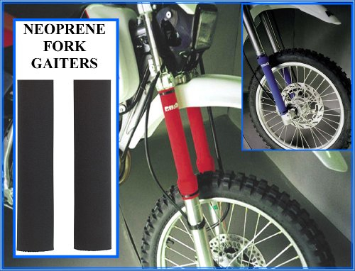 NEOPRENE FORK LEG GAITERS , Designed to protect front fork suspension legs helping to prevent expensive damage to fork seals and chrome stauntions. Supplied in Pairs , 30mm diameter x 240mm Length . Stock Colour BLACK . All sizes from stock see our SHOP Prolineonline (P&P 99p Worldwide)