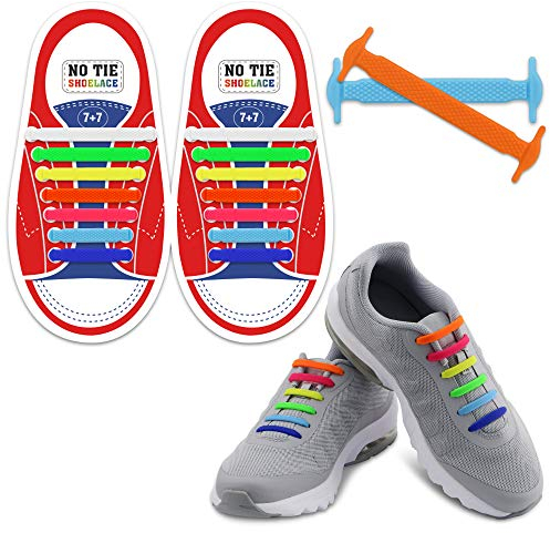 HOMAR Cordones Elásticos para Zapatillas Deporte Cordones Silicona para Niños y Adultos Cordones de Goma con 13 Colores Atacadores Elásticos