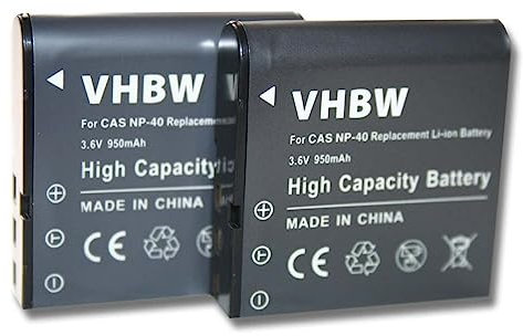 vhbw 2X Akku kompatibel mit Casio Exilim EX Serie Z40, Z25, Z30, Z200, Z50, Z55, Z450, Z500, Z300, Z400 Kamera (950 mAh, 3,6 V, Li-Ion)