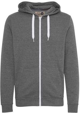 Solid SDOlli Zip-Hood Herren Sweatjacke Kapuzenjacke Hoodie mit Kapuze Kordelzug Reißverschluss Kängurutasche Regular fit, Größe:L, Farbe:Grey Melange (8236)
