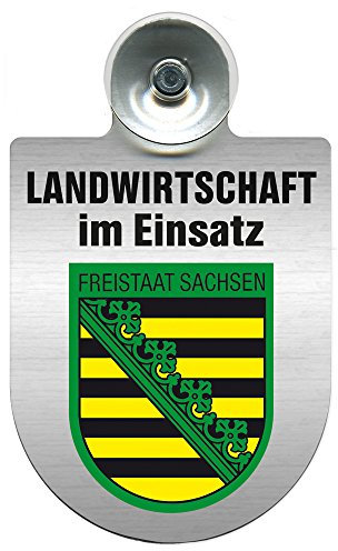 Einsatzschild für Windschutzscheibe incl. Saugnapf - Landwirtschaft im Einsatz - Wappen nach Wahl - 309460 Farbe Region Freistaat Sachsen