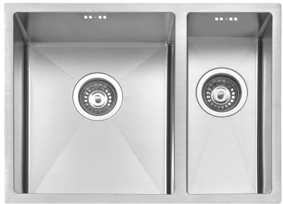 JASSFERRY Lavello da cucina in Acciaio Inox Spazzolato, Sottomontante Lavandino, con set di rifiuti, una vasca e mezzo