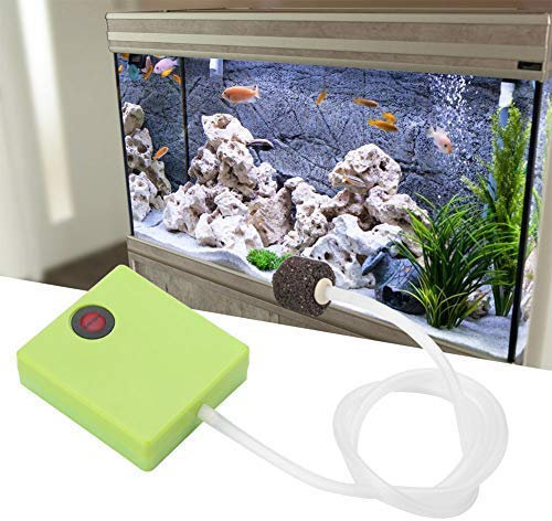 HEEPDD Bomba de oxígeno, bomba de aire portátil para peces con piedra de aire, accesorios de acuario con pilas para acuario, camping, exteriores, emergencia