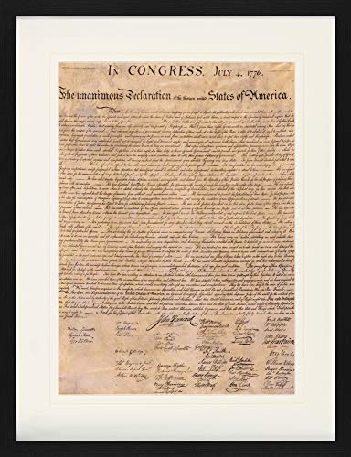 1art1 USA Poster Die Unabhängigkeitserklärung, 4. Juli 1776 Gerahmtes Bild Mit Edlem Passepartout | Wand-Bilder | Im Bilderrahmen 80x60 cm