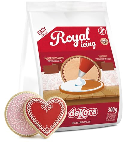 dekora – Préparation pour Glaçage Royal (Royal Icing) 300 g – facile à utiliser, ajoutez simplement de l’eau, Glaçage pour biscuits gateau, et cupcakes, Sans gluten