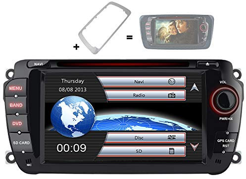 AWESAFE Radio Coche 7 Pulgadas con Pantalla Táctil 2 DIN para VW Seat Ibiza 2009–2013, Autoradio con Bluetooth/GPS/FM/RDS/CD DVD/USB/SD, Apoyo Mandos Volante, Mirrorlink y Aparcamiento