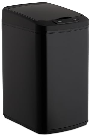Relaxdays Sensor Mülleimer 12l, eckiger Abfalleimer mit Deckel & Inneneimer, Küche & Bad, Automatik Mülleimer, schwarz