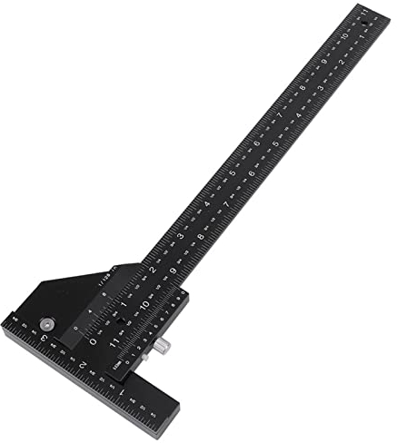 Holzbearbeitungslineal, T-Maßstab aus Aluminiumlegierung, Holz Scriber, Messlineal, tragbar, gekreuzt, Zeichentools für Werkstatt