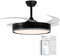 UNIVERSALBLUE Ventilador de Techo Negro con Luz LED | Ventilador WIFI Silencioso | Aspas Retráctiles | Control Móvil y Mando | Motor DC Silencioso