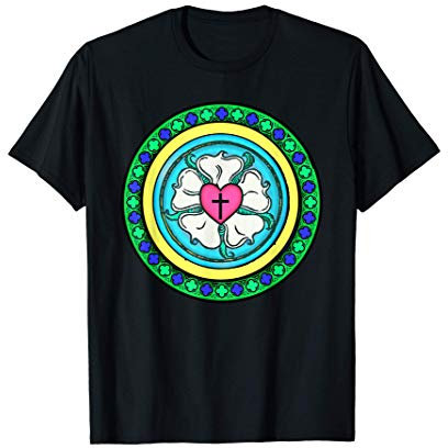 Martin Luther Rose Lutherisches Symbol Helle Farben 5 Solas T-Shirt
