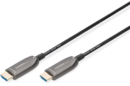 DIGITUS HDMI AOC Hybrid Glasfaserkabel - HDMI 2.1-10m - 8k/60Hz - UHD-II - Ethernet-Kanal - HDR eARC HDCP 2.2 - kompatibel mit TV/Beamer/Monitor - vergoldete Kontakte - Schwarz