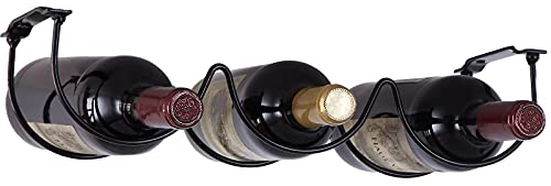 FOMANSH Weinregale unter dem Schrank, Weinhalter unter der Theke, stabiles rostfreies Organisations- und Aufbewahrungsregal für Flaschen, hängende Dekoration für Küche, Wandmontage, Metall, Schwarz