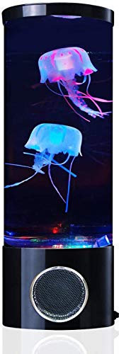 KJsdaADSA Jellyfish Lava Lamp Bluetooth Speaker with 20 Colour Changing Aquarium LED Light with 2 Jellyfish USB Electric Mood Lamp Home Office Gift for Men Women Children-Black