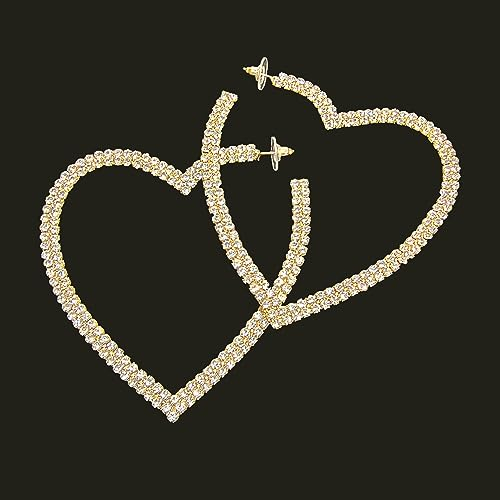 Mode Großes Herz Kristall Creolen für Frauen Geometrische Strass Ohrringe Aussage Schmuck Geschenke