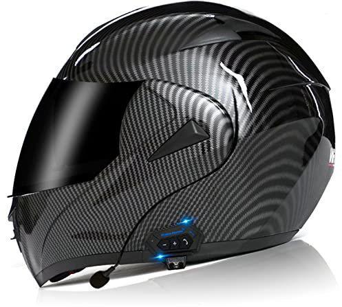 Klapphelm Motorradhelm mit Bluetooth Klapphelm ECE Zertifiziert mit Doppelvisier mit Eingebautem Mikrofon für Automatische Beantwortung für Frauen Männer Erwachsene Q,S