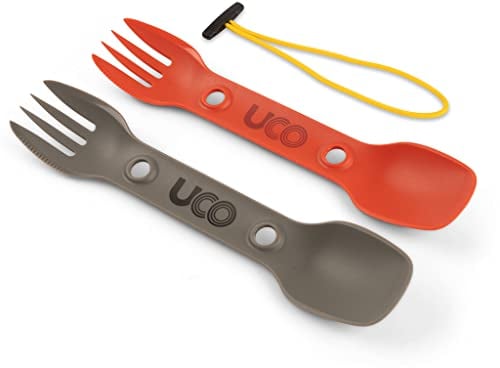 UCO Recycled ECO Utility Spork 3-in-1 Combo Spoon-Fork-Knife Utensil, 2-Pack, Chili & Slate