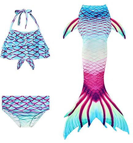 GD-SJK Lässige Badebekleidung für Mädchen, Bikini-Badeanzug, 3-teiliges Set für Kinder, Mädchen, Cosplay (#4,130cm)