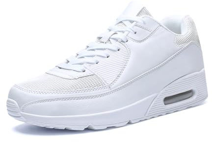 PADGENE Femme Homme Baskets Mode Chaussures Sport Course Sneakers Fitness Gym athlétique Multisports Outdoor Casual, Blanc+Blanc, 43 EU