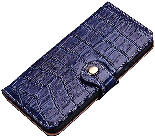 KKFAUS Echtes Leder, Klapphandy-Schutzhülle, Krokodil-Textur [Ständer] [Kartenhalter] stoßfeste Schutzhülle für Apple iPhone 12 Mini (2020) 5,4 Zoll (Farbe: Blau)