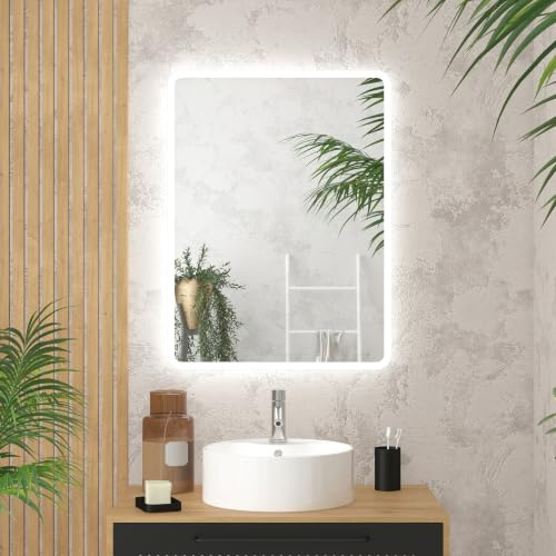AURLANE Spiegel für Badezimmer mit LED-Beleuchtung – 60 x 80 cm – Go LED