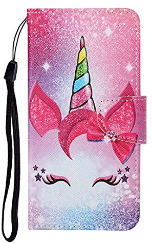 Samsung Galaxy A14 5G für Handyhülle Samsung Galaxy A14 5G Hülle Wallet Book Case Cover PU Leder Tasche Flipcase Schutzhülle Handytasche Ständer Klapphülle Schale Bumper Etui Magnet Clip Rosa Einhorn