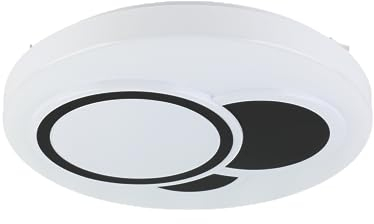 EGLO LED Deckenleuchte Espartaco, runde Deckenlampe dimmbar mit Fernbedienung, Aufbauleuchte für Küche und Büro, Metall und Kunststoff in Weiß, warmweiß-kaltweiß, Ø 38,5 cm