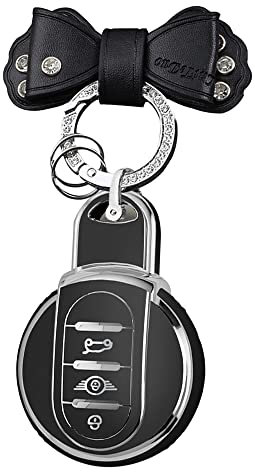 HIBEYO Autoschlüssel hülle passt für Mini Schlüsselhülle Schlüsselbox für BMW Mini Cooper F54 F55 F56 F57 F60 Cabrio Countryman Schutzhülle Schlüsseletui Fernbedienungen Schlüsselanhänger-Schwarz