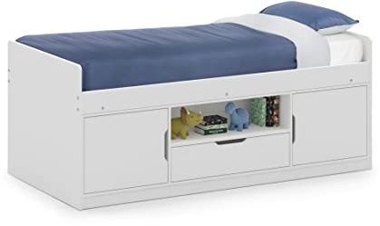 Julian Bowen Atom Low Sleeper Bed, Single, White - H80 x W98.5 x D196cm