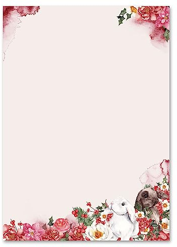 100 Blatt Briefpapier Blumen & Blüten BLUMENHASEN - DIN A6 Format -