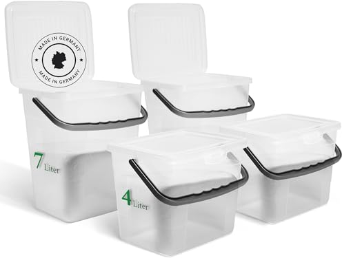 Novaliv Lot économique de 2 boîtes à lessive avec couvercle 4 l + 7 l I Transparent I Boîte de rangement pour poudre à lessive avec anse