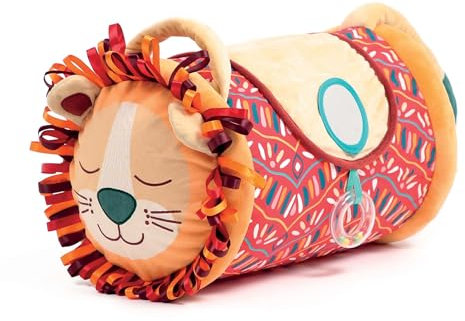 Ludi - Rouleau d'activité Lion - Textures Douces et activités sensorielles - Rouleau Gonflable - Développe la motricté et l'équilibre - Dès 6 Mois